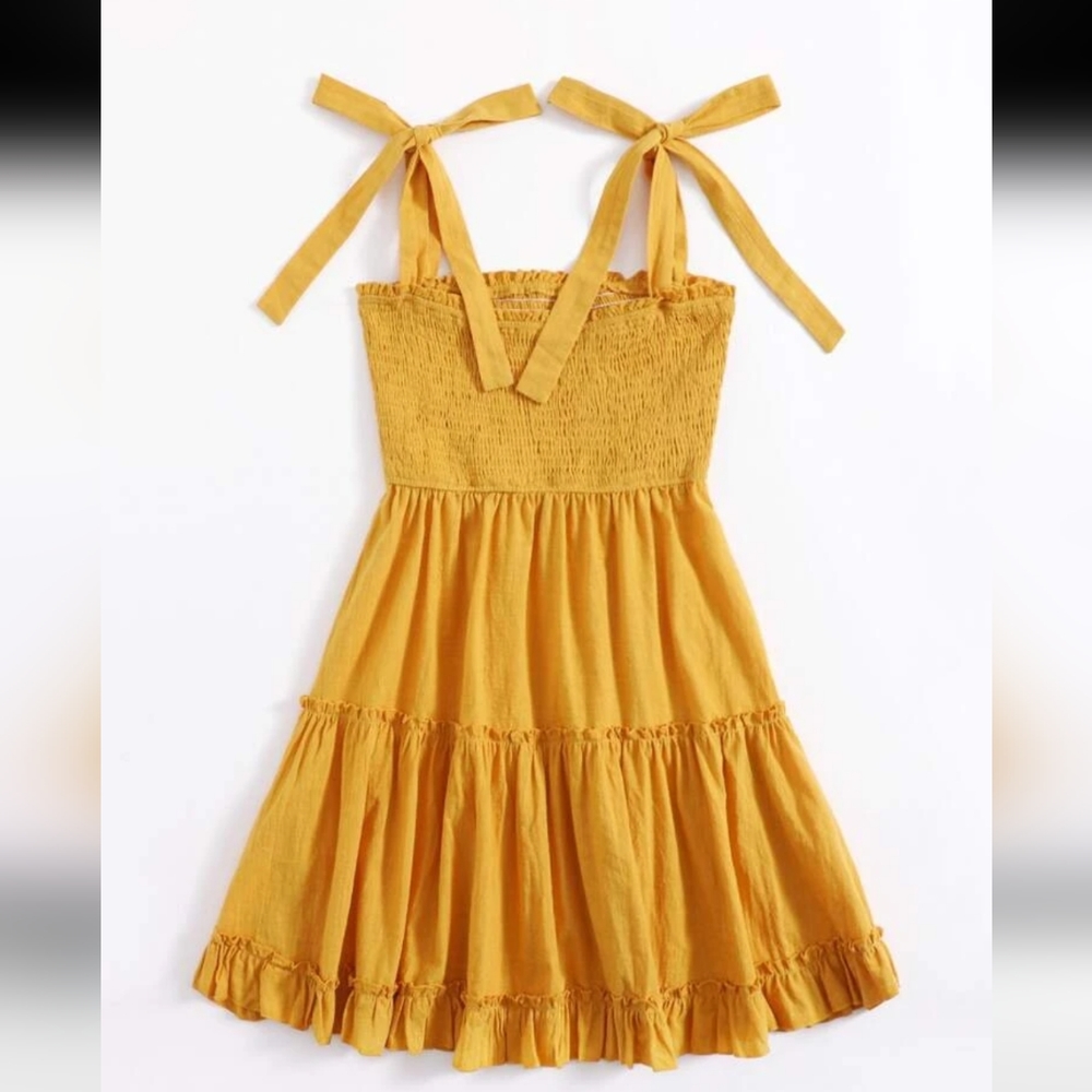 womens Zesica mustard yellow spaghetti strap mini dress